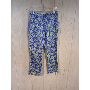 Lilly Pulitzer Floral Blue Green Ankle Pants Size 4